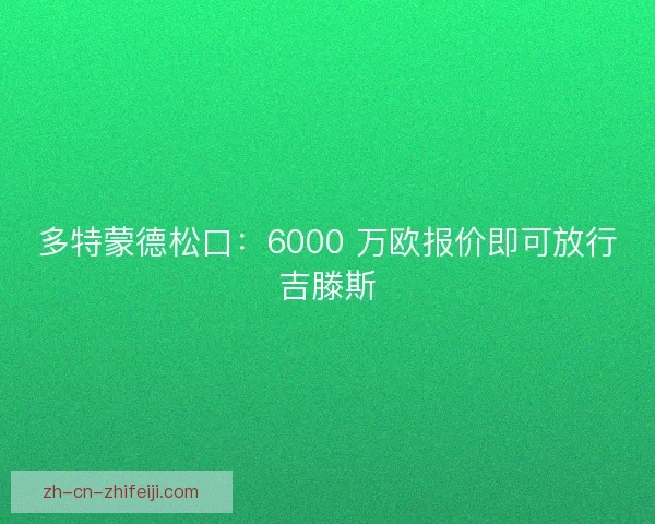 多特蒙德松口：6000 万欧报价即可放行吉滕斯