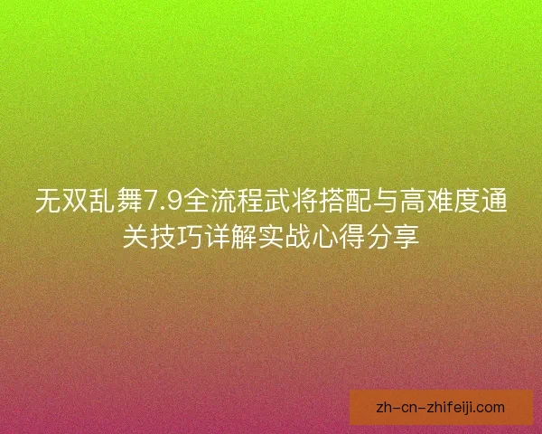 无双乱舞7.9全流程武将搭配与高难度通关技巧详解实战心得分享